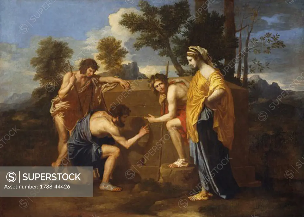 The Arcadian shepherds, ca 1640, by Nicolas Poussin (1594-1655), oil on canvas, 184x121 cm.