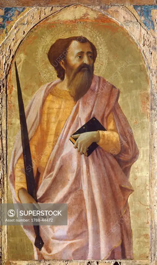 St Paul, panel from the Altarpiece of the Church of the Carmine in Pisa, 1426, by Tommaso Masaccio (1401-1428), tempera on panel, 51x30 cm.