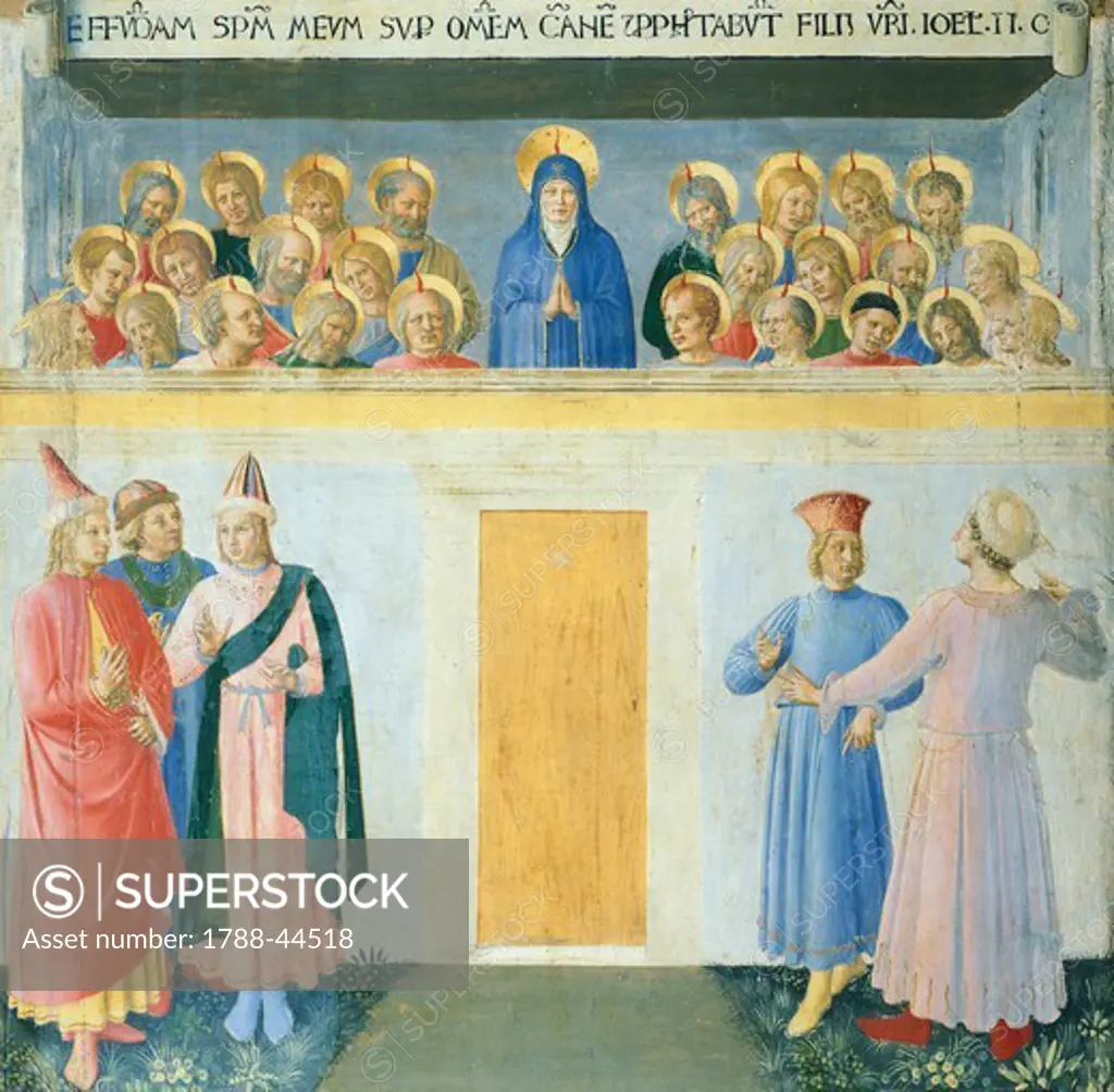 Inset depicting the Pentecost, panel from the Armadio degli Argenti (Silver Chest) with the life of Jesus, 1451-1453, by Giovanni da Fiesole known as Fra Angelico (1400-ca 1455), tempera on wood.