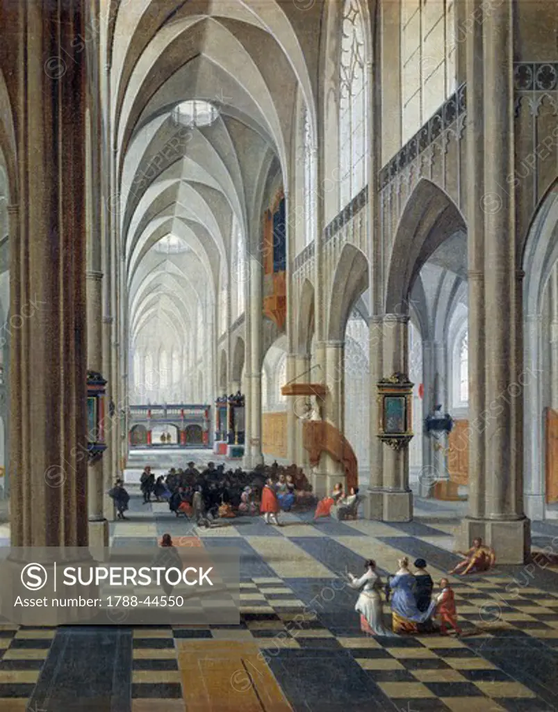 Interior of the Antwerp cathedral, by Peeter Neefs the Elder (ca 1578-between 1656 and 1661). Detail.