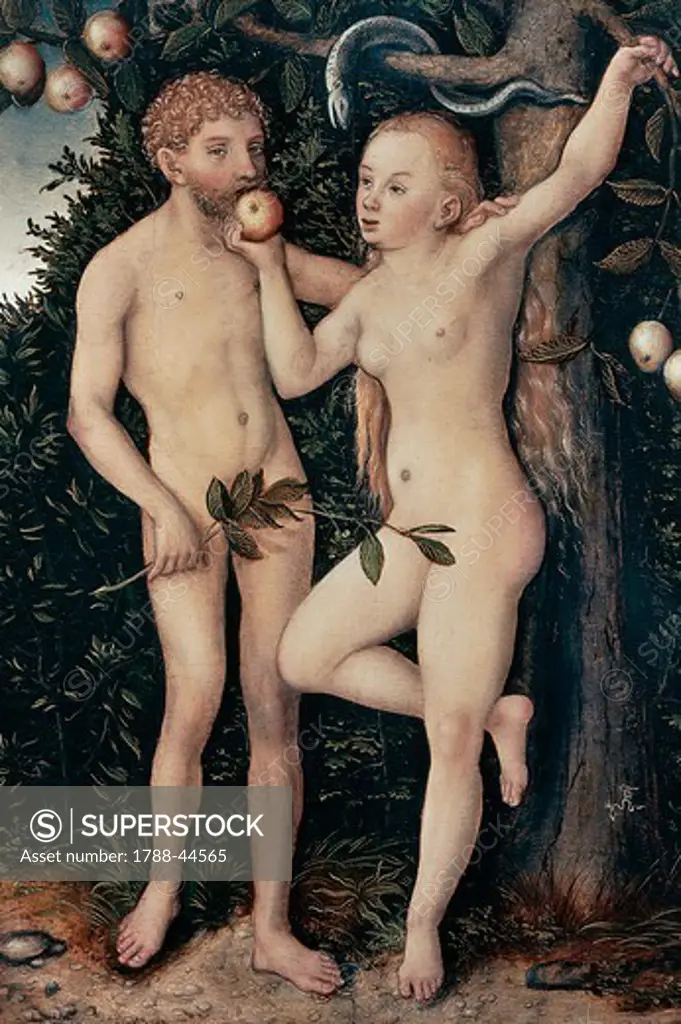 Adam and Eve, 1538, by Lucas Cranach the Elder (1472-1553), oil on panel.