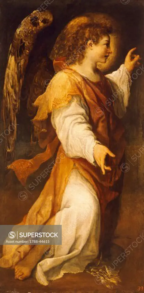 Announcing Angel, 1587, by Annibale Carracci (1560-1609), oil on canvas, 149x75 cm.