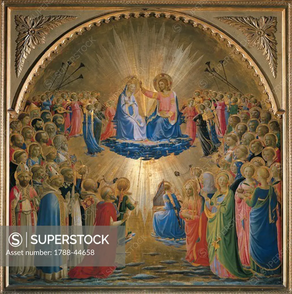 Coronation of the Virgin, 1432, by Giovanni da Fiesole, known as Fra Angelico (1400-ca 1455), tempera on panel, 112x114 cm.