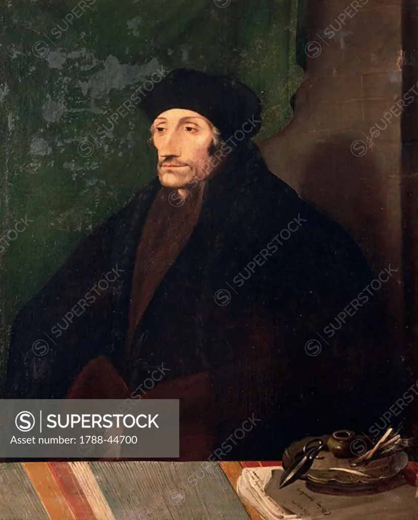 Portrait of Erasmus of Rotterdam, theologian, philosopher and Dutch humanist, by Hans Holbein the Younger (1497 or 1498-1543).