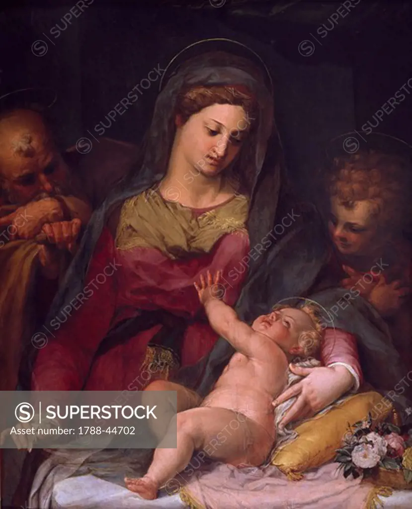 Holy Family with St John, 1580-1585, by Peter Candid (1548-1628), oil on panel, 110x88 cm.