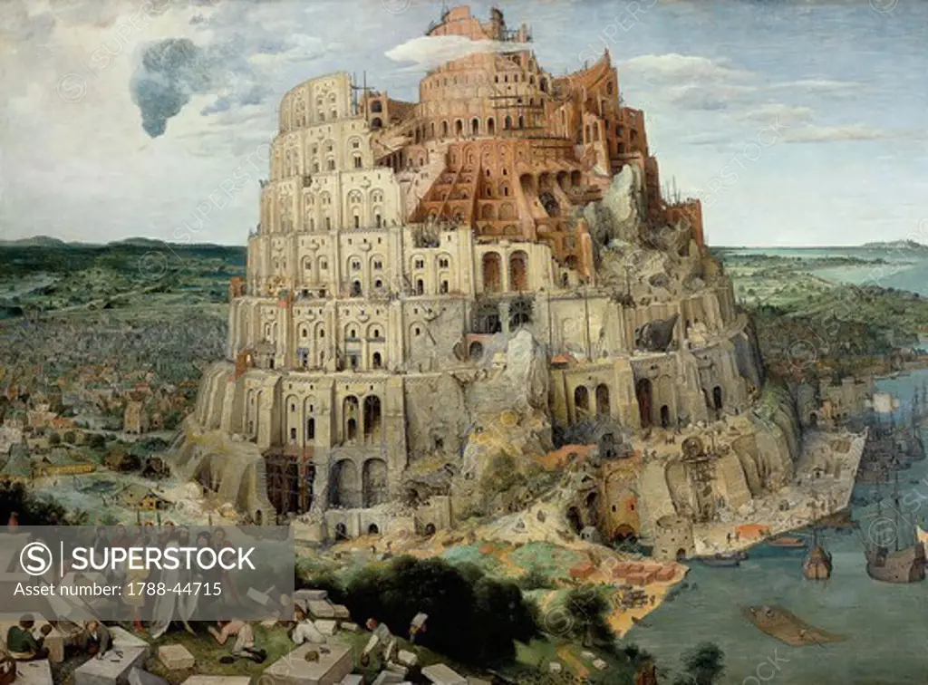 Tower of Babel, 1563, by Pieter Brueghel the Elder (1525-1569), oil on canvas, 114x155 cm.