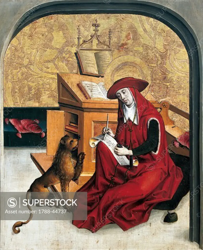 St Jerome, panel from Altarpiece of the Doctors of the Church, end of the 15th century, by an artist of the Swiss school.