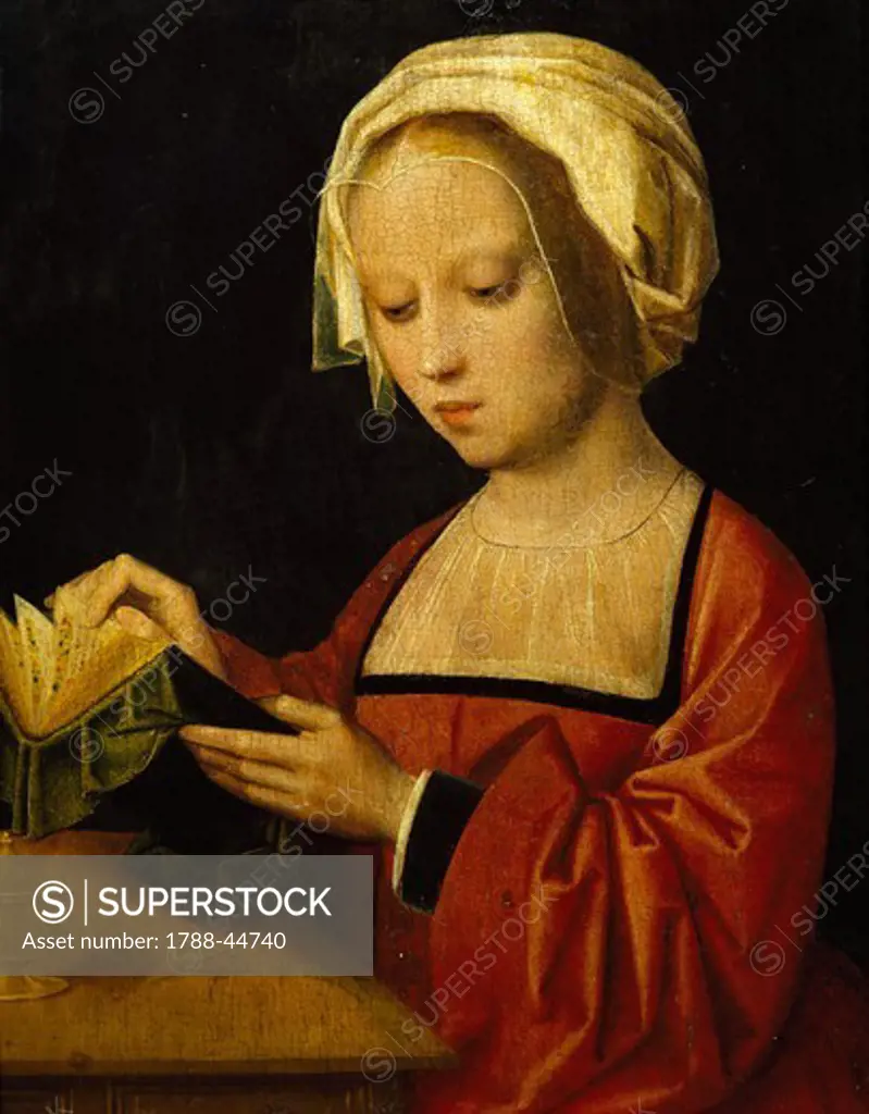 St Magdalene reading, by Adrien Ysenbrandt (ca 1500-1551), oil on panel.