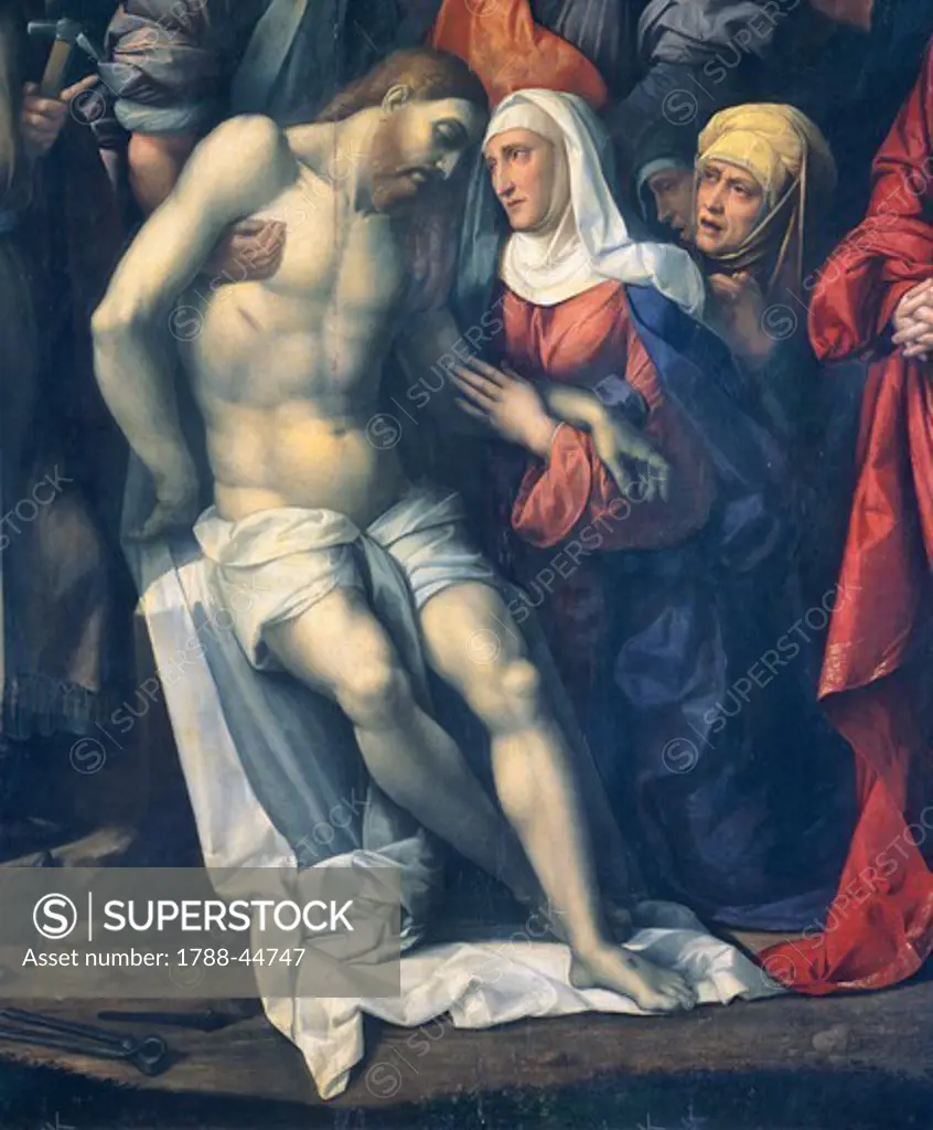 Deposition of Christ, by Benvenuto Garofalo (1481-1559). Detail.