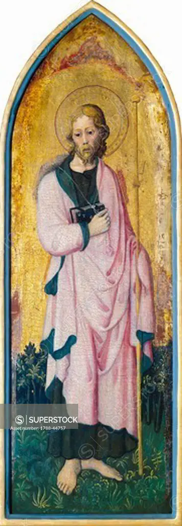 St Alessio, by Bonifacio Bembo (active between ca 1447 and 1478-1482), tempera on panel, 85x28 cm.