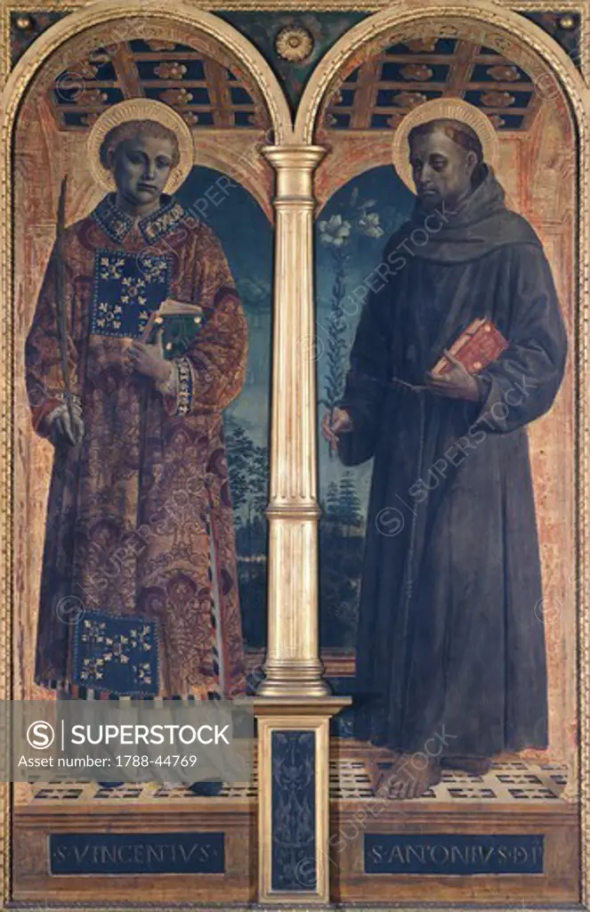 The Saints Vincent and Anthony, side compartment of the Altarpiece of Santa Maria delle Grazie, Vincenzo Foppa (ca 1427-ca 1515), 151x96 cm.