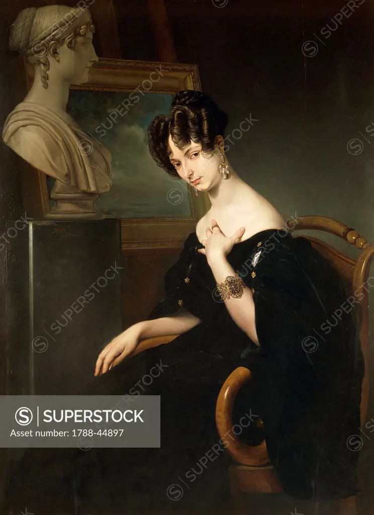 Portrait of Cristina Trivulzio Belgiojoso, ca 1832, by Francesco Hayez (1791-1882), oil on canvas, 136x101 cm.