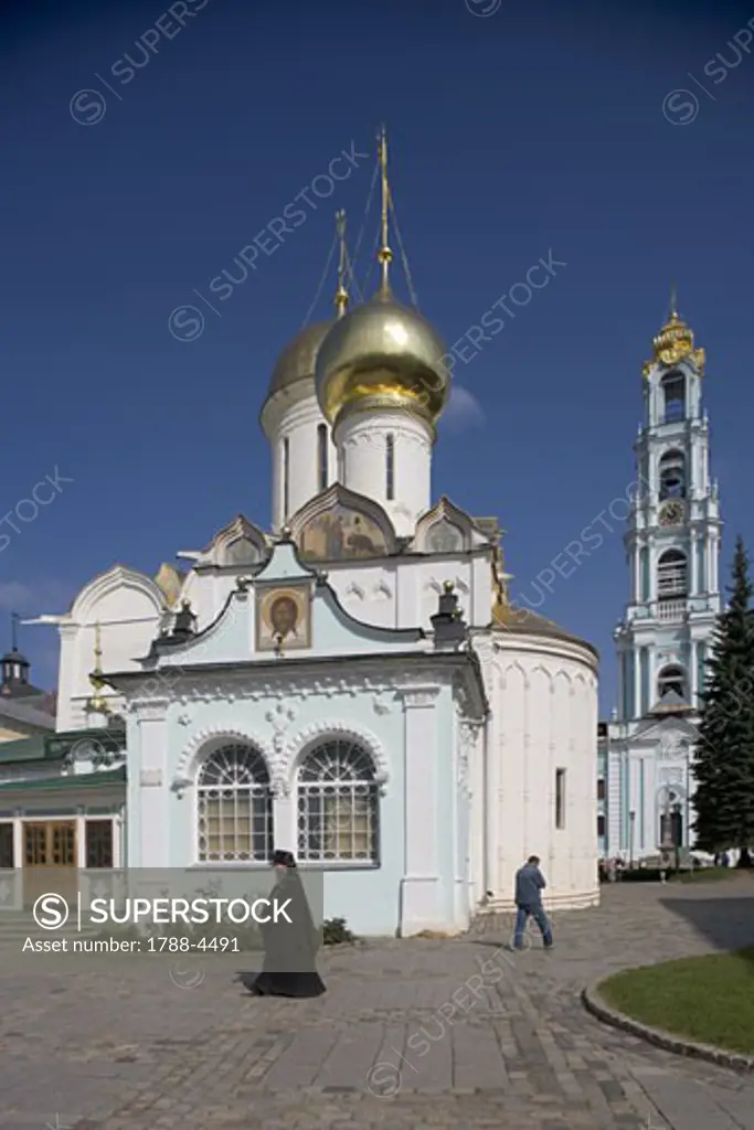 Russia, Sergiev-Posad, Trinity Cathedral and belltower