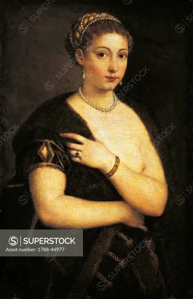 Girl in a fur, 1535, by Titian (ca 1490-1576), oil on canvas 95x63 cm.