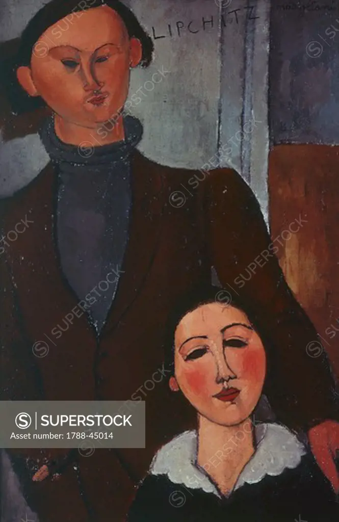 Jacques Lipchitz and his wife, 1917, by Amedeo Modigliani (1884-1920), oil on canvas, 81x54 cm.