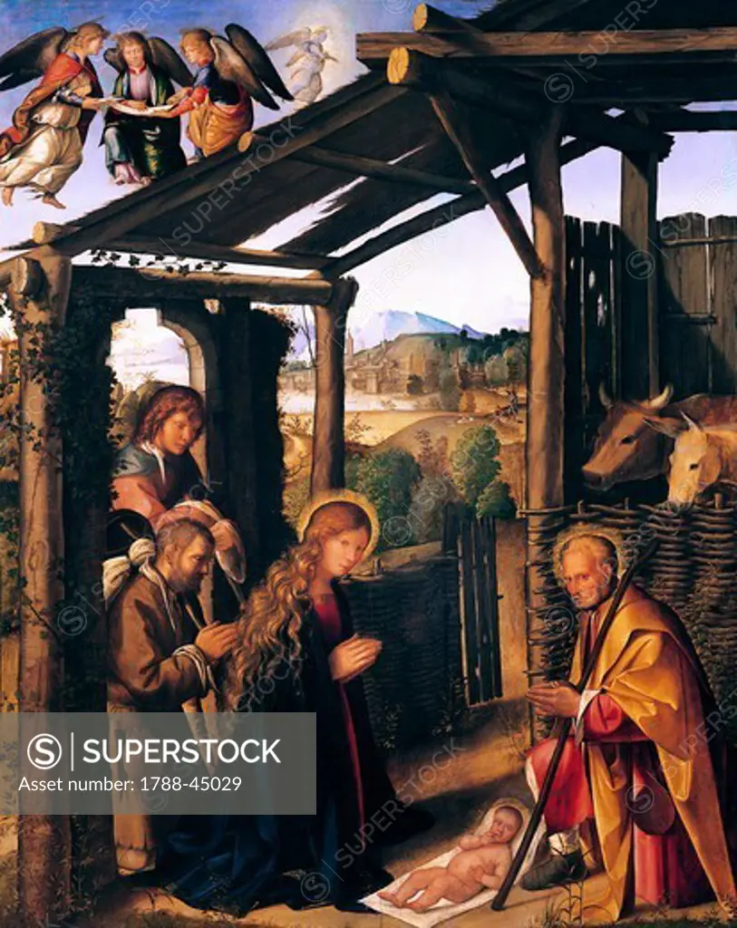Adoration of the shepherds, by Boccaccio Boccaccino (1468-1525), oil on canvas, 127x100 cm.
