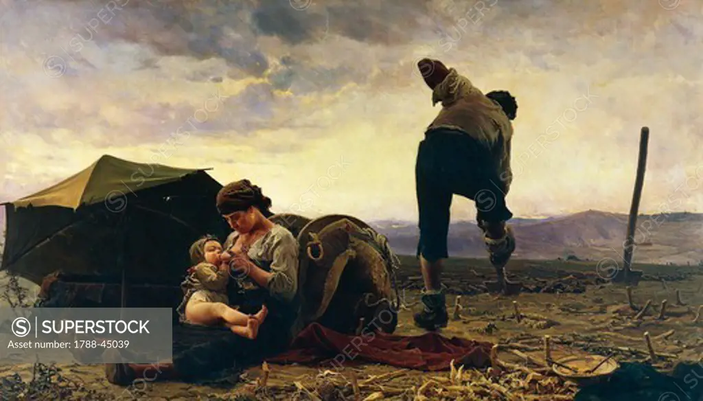 Spade And Milk, 1883, by Teofilo Patini (1840-1906), oil on canvas, 213x372 cm.