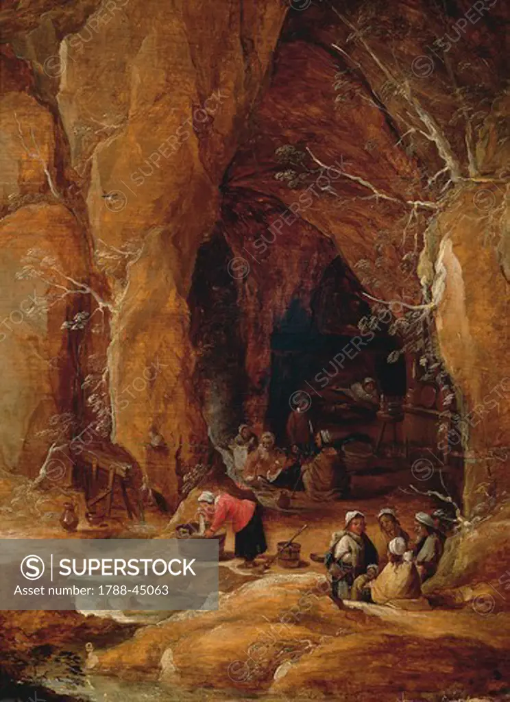 Vagabonds and washerwomen in a cave, by David Teniers II (1610-1690).