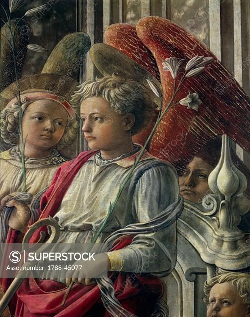 Madonna and Child with Angels and Saints, also called Our Lady of the Holy Spirit or Barbadori Altarpiece, 1438, by Filippo Lippi (ca 1406-1469), tempera on wood, 208x244 cm.