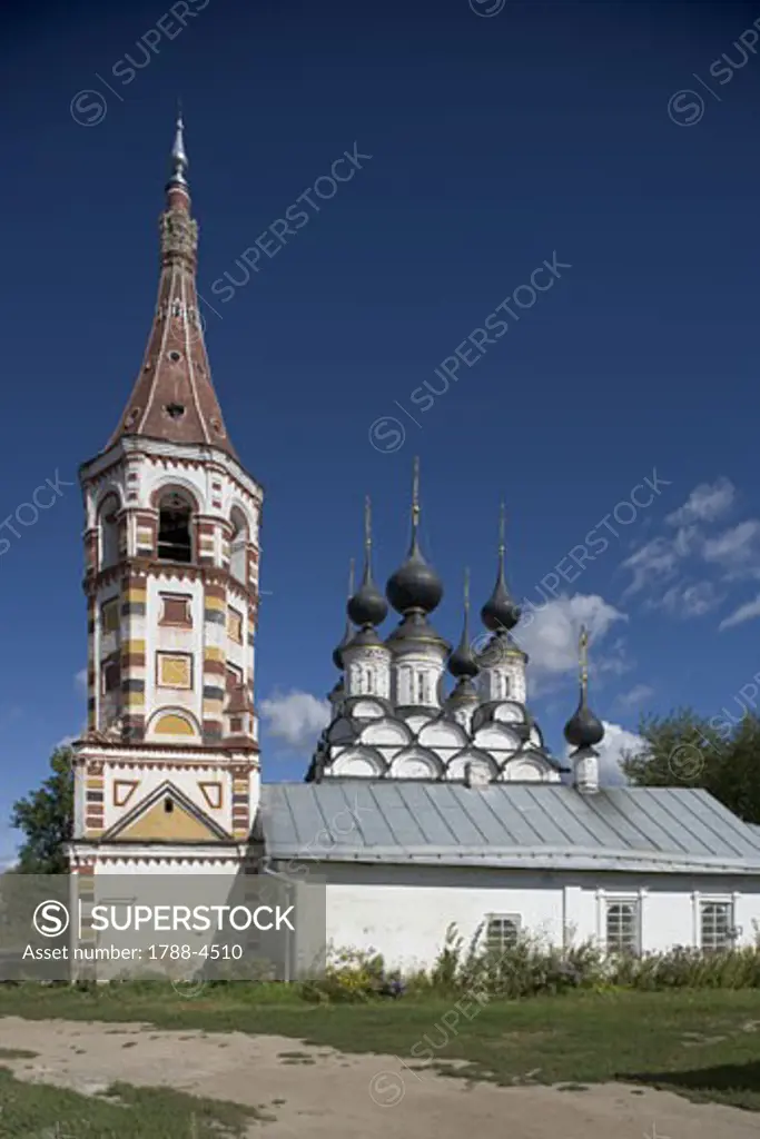 Russia, Suzdal, Winter church of St. Antipius and, in the background, summer church of St. Lazarus