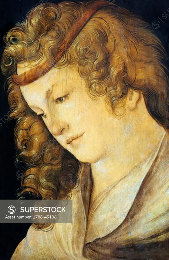 Head of a woman, by Hans Schaeufelein the Elder (ca 1482-1539 or 1540).