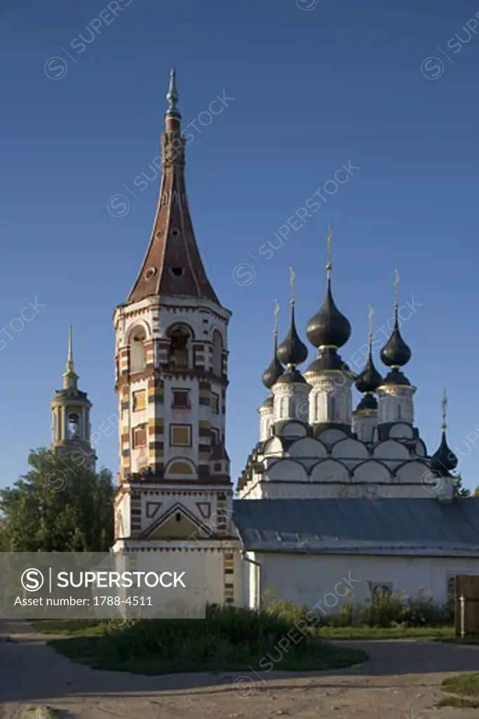 Russia, Suzdal, Winter church of St. Antipius and, in the background, summer church of St. Lazarus