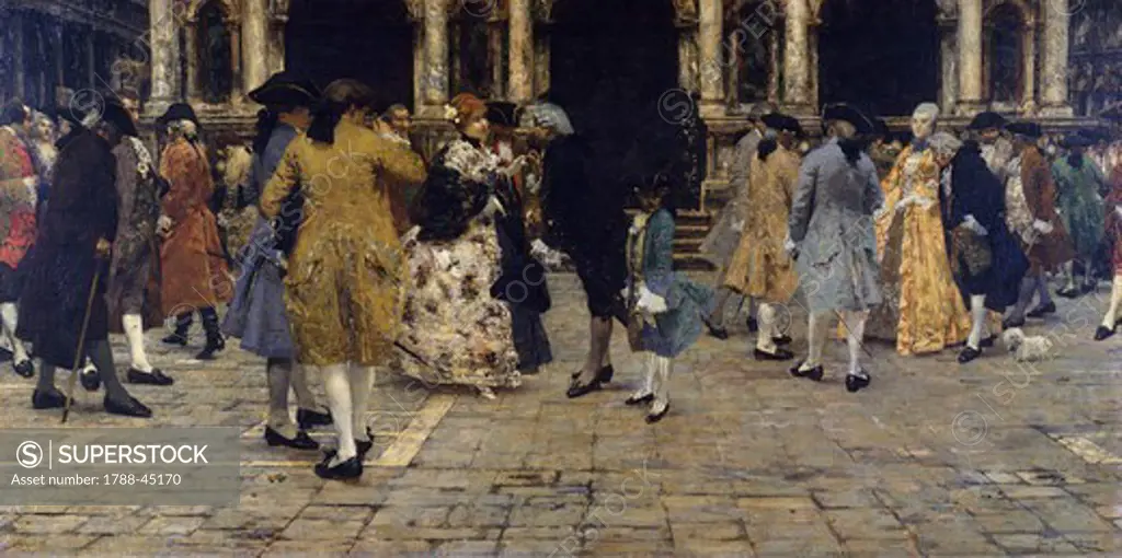 At Liston, 1884, by Giacomo Favretto (1849-1887), oil on canvas, 81x155 cm.