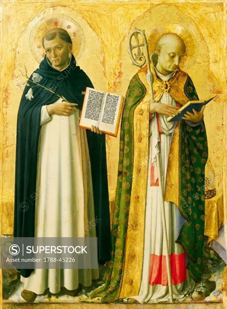 Side panel depicting St Dominic and St Nicholas, Perugia Altarpiece, 1438, by Giovanni da Fiesole known as Fra Angelico (1400-ca 1455), tempera on wood.