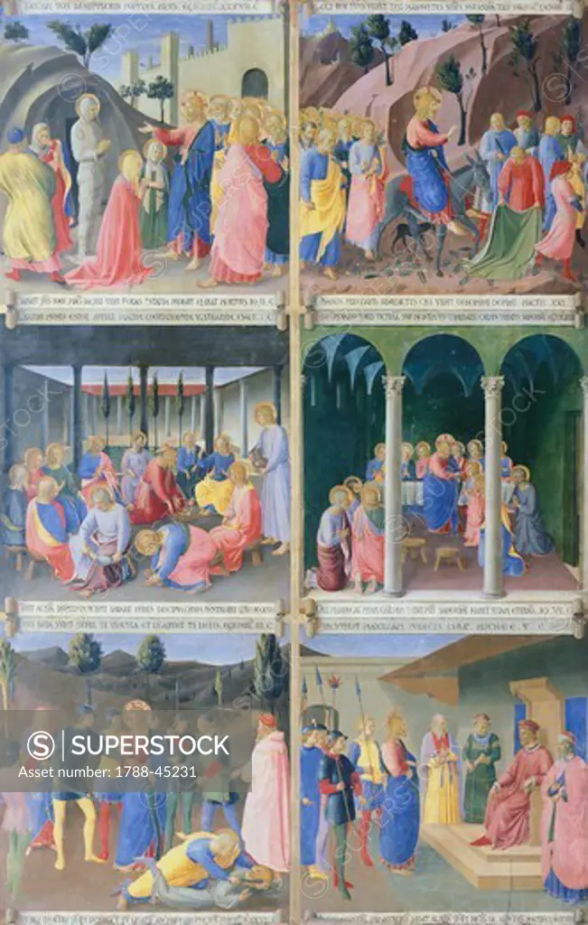 Scenes from the life of Jesus, detail of a panel from the Armadio degli Argenti (Silver Chest) with the life of Jesus, 1451-1453, by Giovanni da Fiesole known as Fra Angelico (1400-ca 1455), tempera on wood.