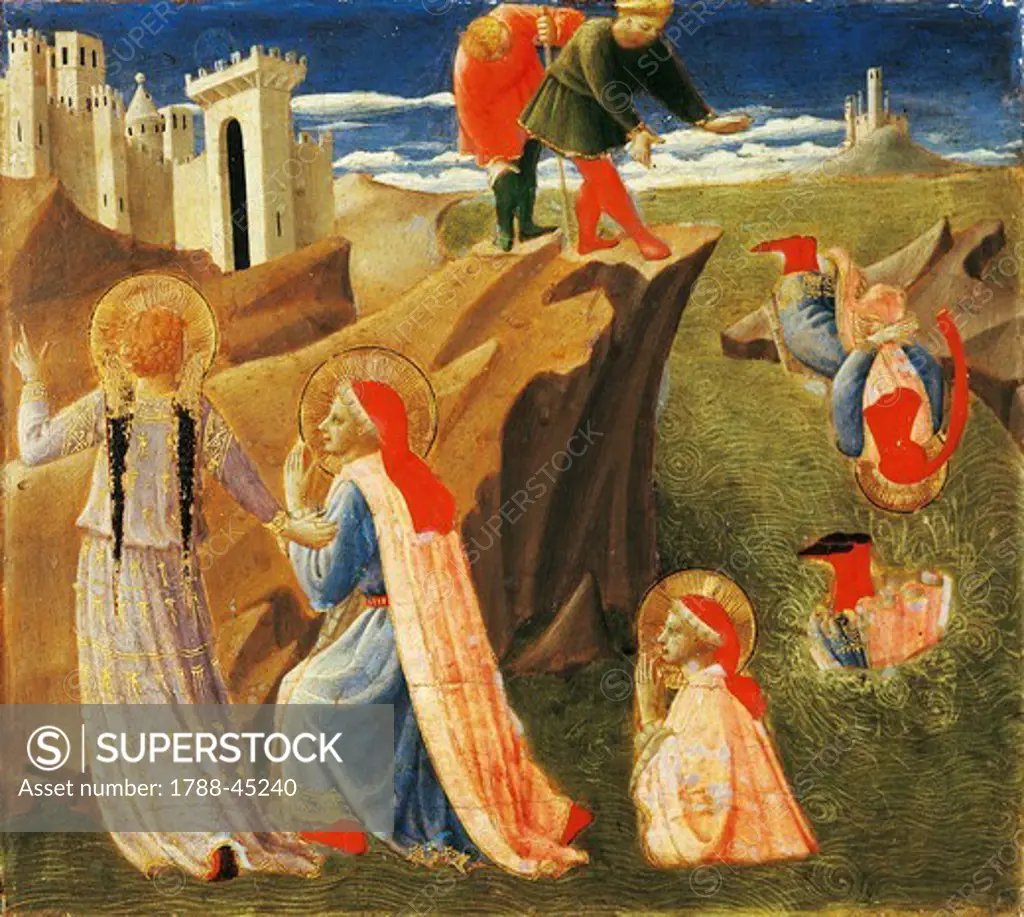 Predella depicting St Cosmas and St Damian being saved from drowning, Annalena Altarpiece, ca 1430, by Giovanni da Fiesole known as Fra Angelico (1400-ca 1455), tempera on wood, 108x202 cm.