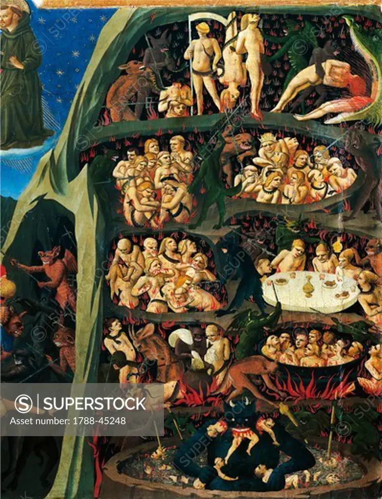 The Last Judgement, 1431, by Giovanni da Fiesole,  known as Fra Angelico (ca 1400-1455), tempera on wood, 105x210 cm. Detail.