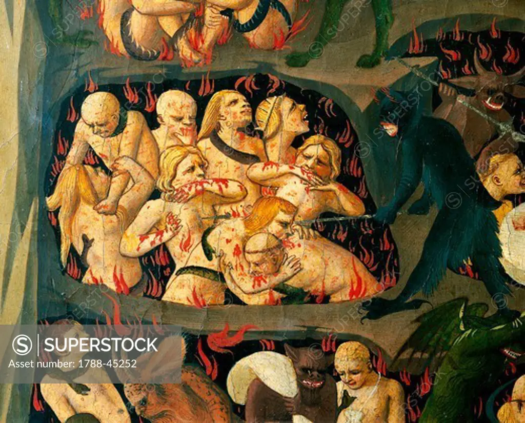The Last Judgement, 1431, by Giovanni da Fiesole, known as Fra Angelico (ca 1400-1455), tempera on wood, 105x210 cm. Detail.