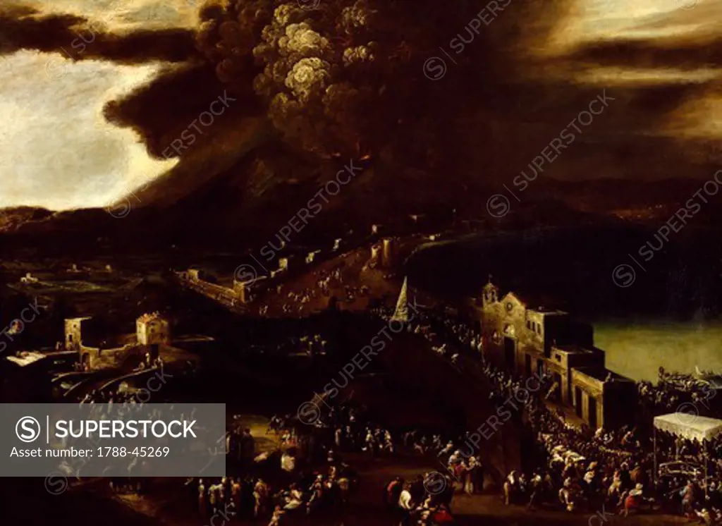 The procession for the Vesuvius 1631 eruption, by Scipione Compagno (1624-1680).