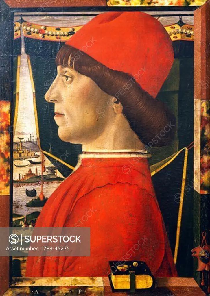 Portrait of a gentleman, 1475, by Baldassare d'Este (1432-died after 1506), oil on panel, 51x37 cm.