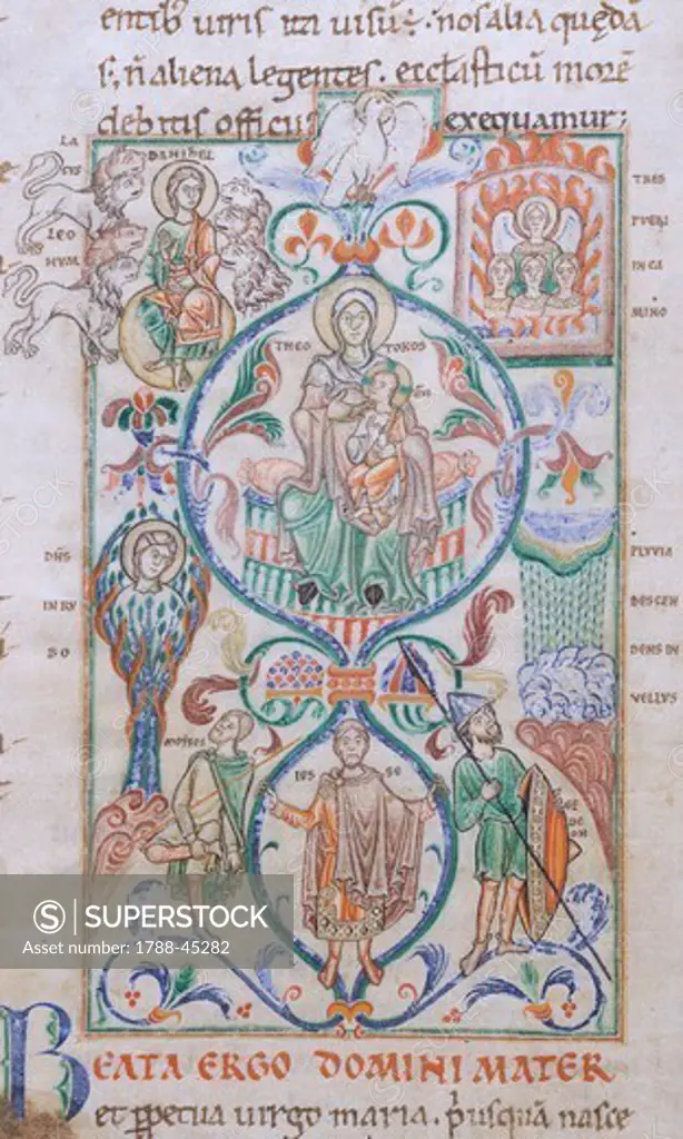 The Tree of Jesse, miniature from Legendario of Citeaux, 641 manuscript folio 40 verso. France, 12th Century.