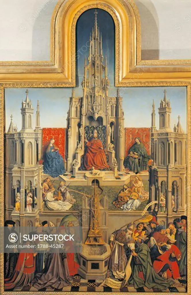 The Fountain of Grace, work from the School of Van Eyck. Netherlands, 15th Century.