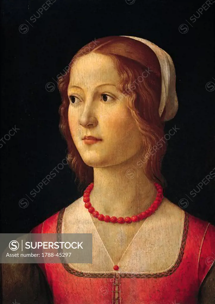 Portrait of young girl, ca 1485, by Domenico Ghirlandaio (1449-1494).