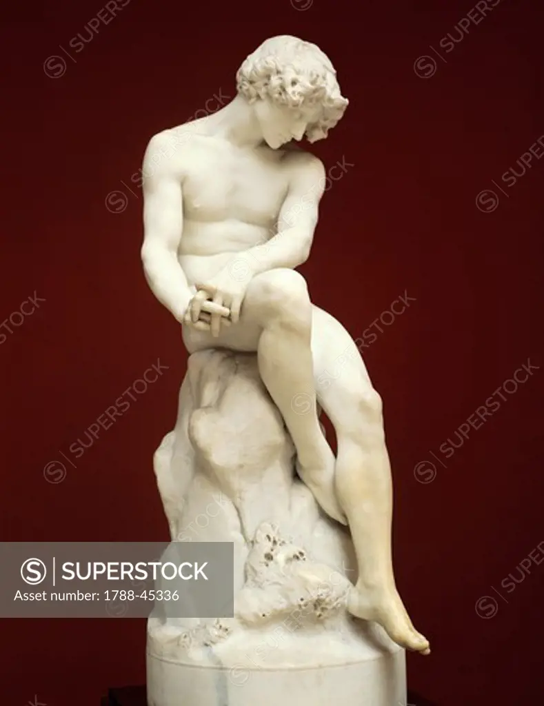 The exile, 1872, by Antonio Soares dos Reis (1847-1889), marble sculpture.