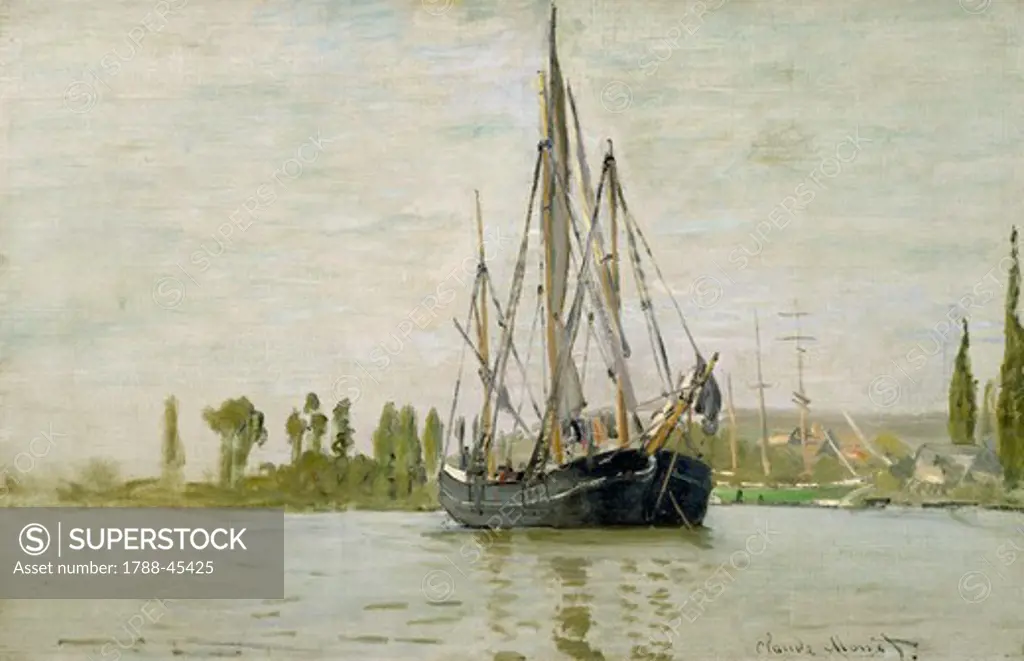 Boat mooring, 1871, by Claude Monet (1840-1926).