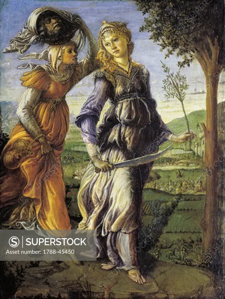 The Return of Judith, 1495-1500, by Sandro Botticelli (1445-1510), tempera on wood, 36,5x20 cm.