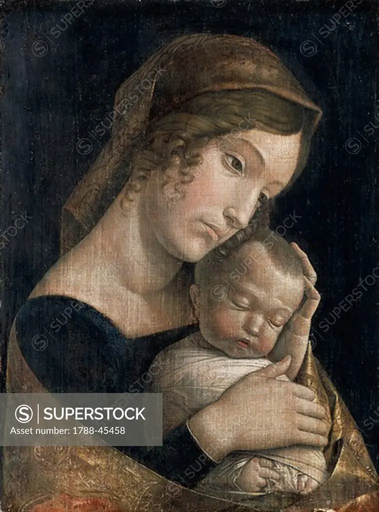 Madonna and Sleeping Child, 1465-1470, by Andrea Mantegna (1431-1506), glue tempera on linen, 43x32 cm.