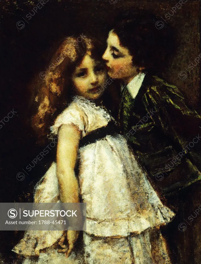 Two cousins, 1870, by Tranquillo Cremona (1837-1878), oil on canvas, 86x65 cm.