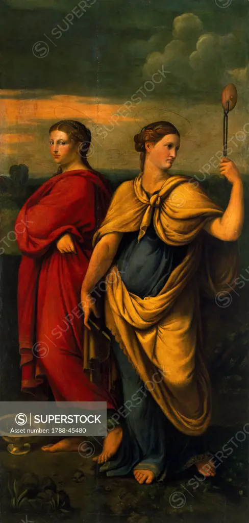 St Lucia and St Agatha, by Girolamo da Carpi (ca 1501-1556).