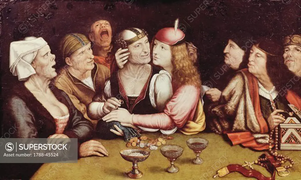 The Marriage Contract, 1525-1530, attributed to Quentin Massys (1466-1530), oil on panel, 54x89 cm.