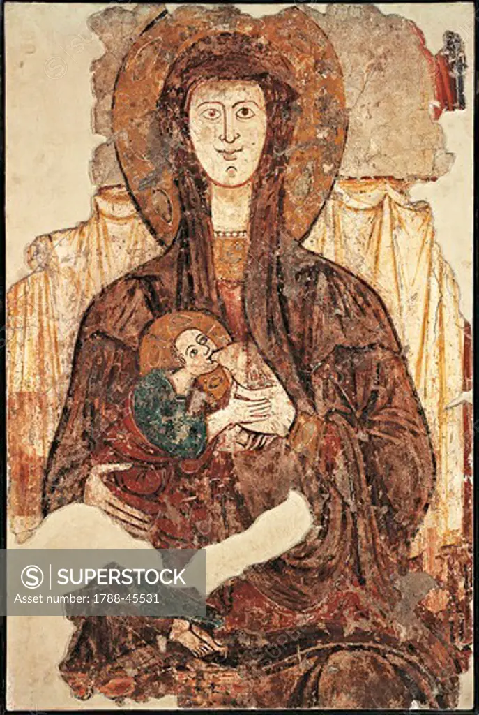 Madonna breastfeeding, 13th Century, fresco by an unknown artist of the Verona School, 13th century.