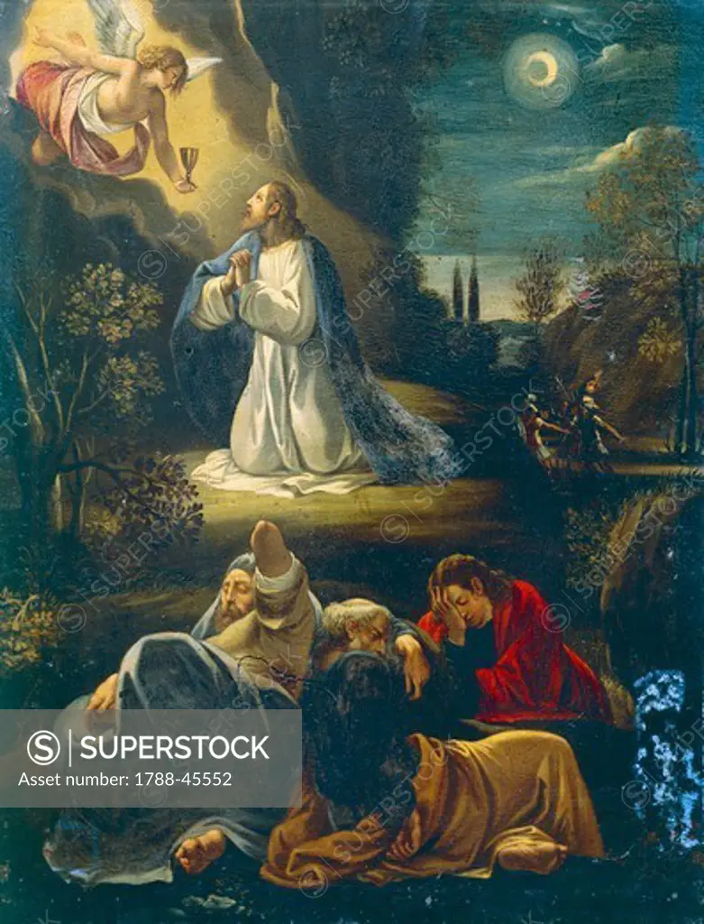 Jesus in the garden, scene from the Passion of Jesus, by Giuseppe Cesari (1568-1640).