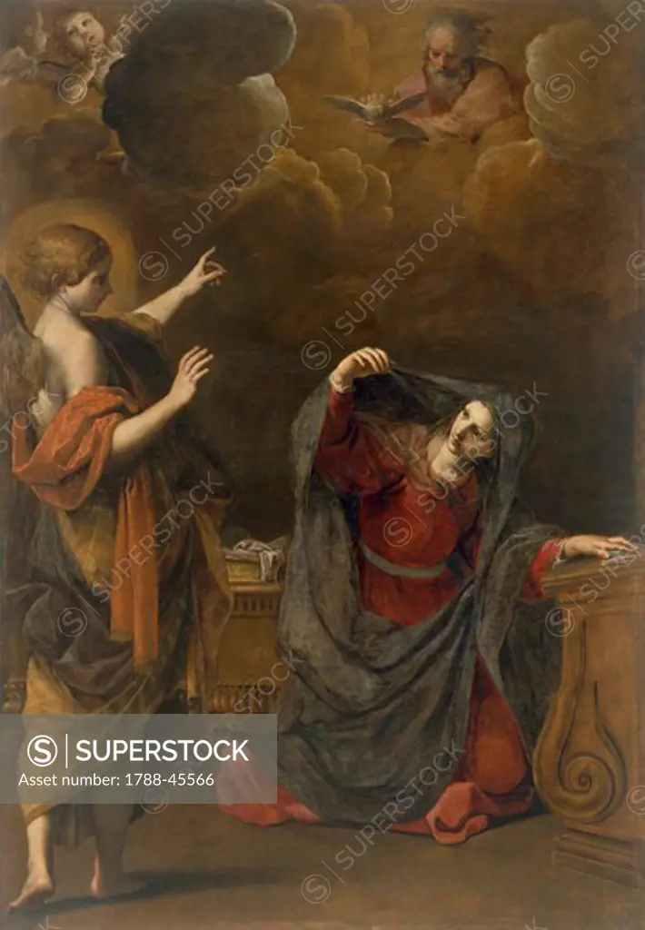 Annunciation, by Alessandro Tiarino (1577-1668), oil on canvas, 209x144.5 cm.