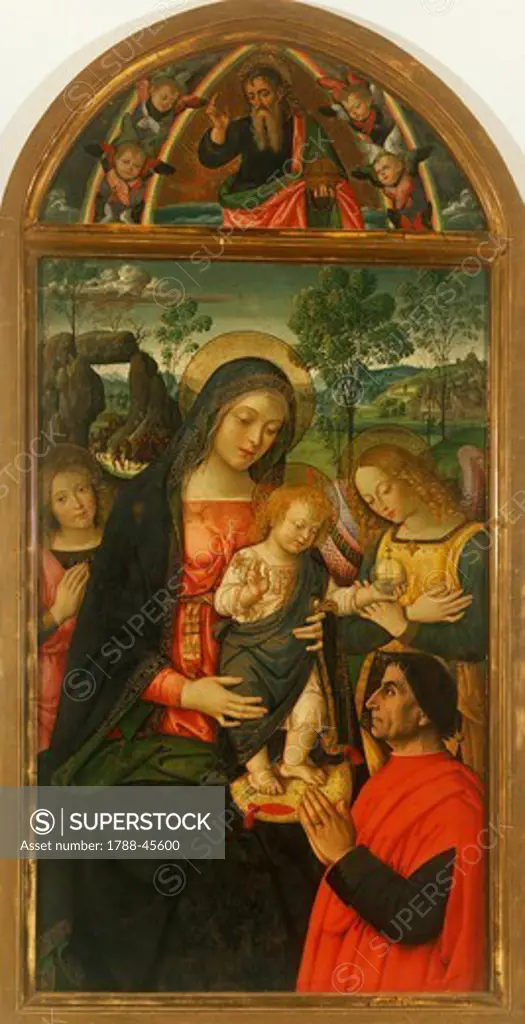 Our Lady of Peace, ca 1490, by Bernardino Pinturicchio (ca 1452-1513), oil on panel, 143x70 cm.