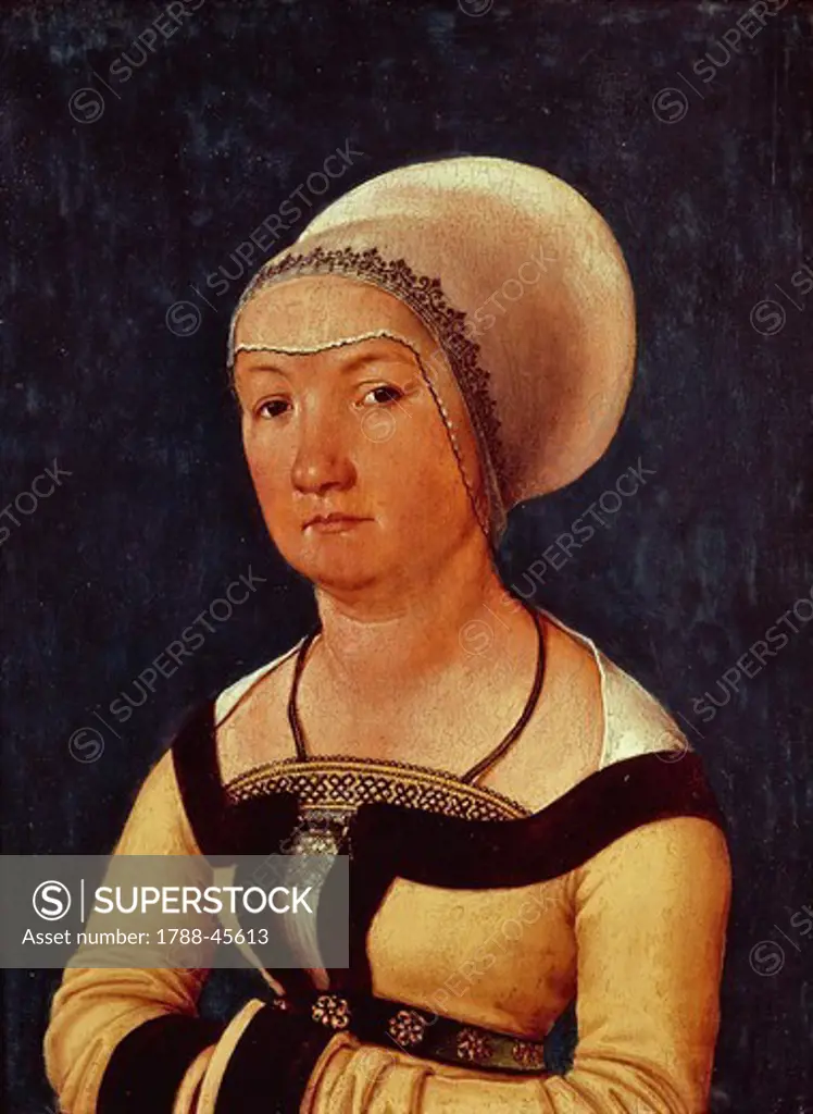 Portrait of a 34 year old woman, 1516-1517, by Hans Holbein the Elder (1465 ca- 1524), tempera on panel.