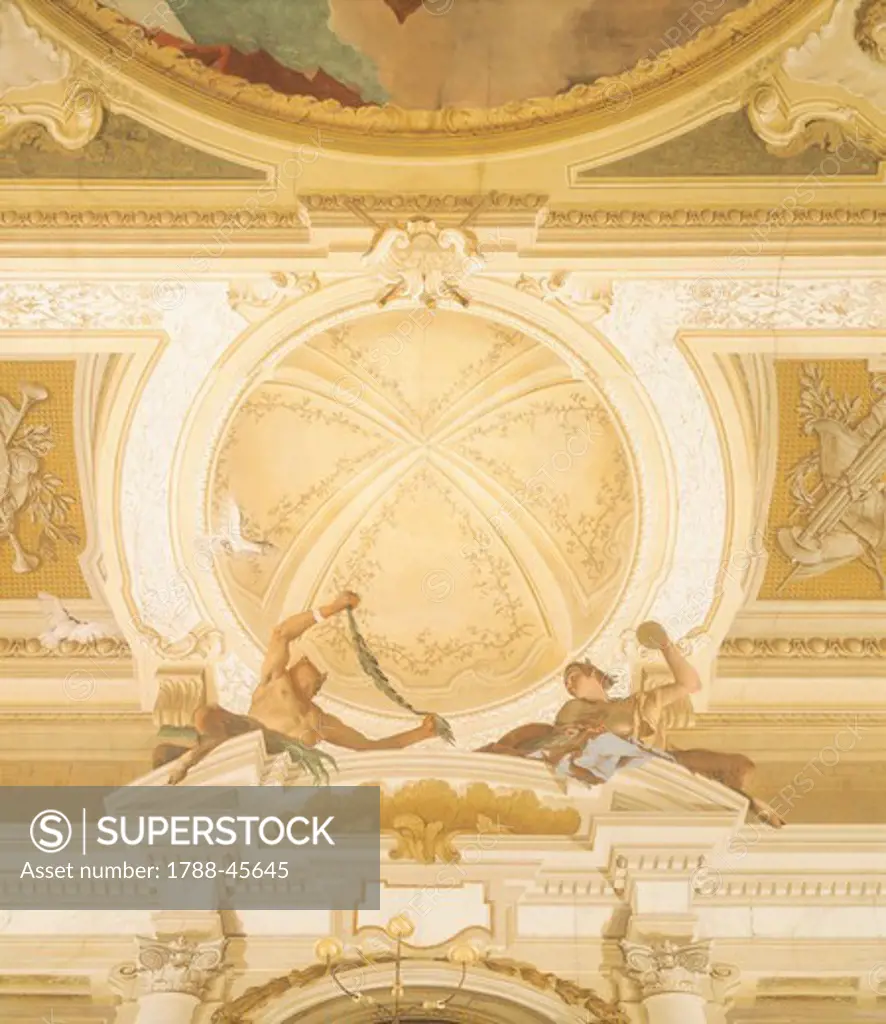 Detail of the frescoes on the ceiling of the ballroom, Villa Pisani, Stra, Venice, by Giambattista Tiepolo (1696-1770).